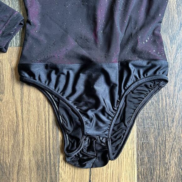 Satin Stitches Figure Skating Dress Leotard & Skirt Black Pink Rhinestones 12 - Picture 5 of 13